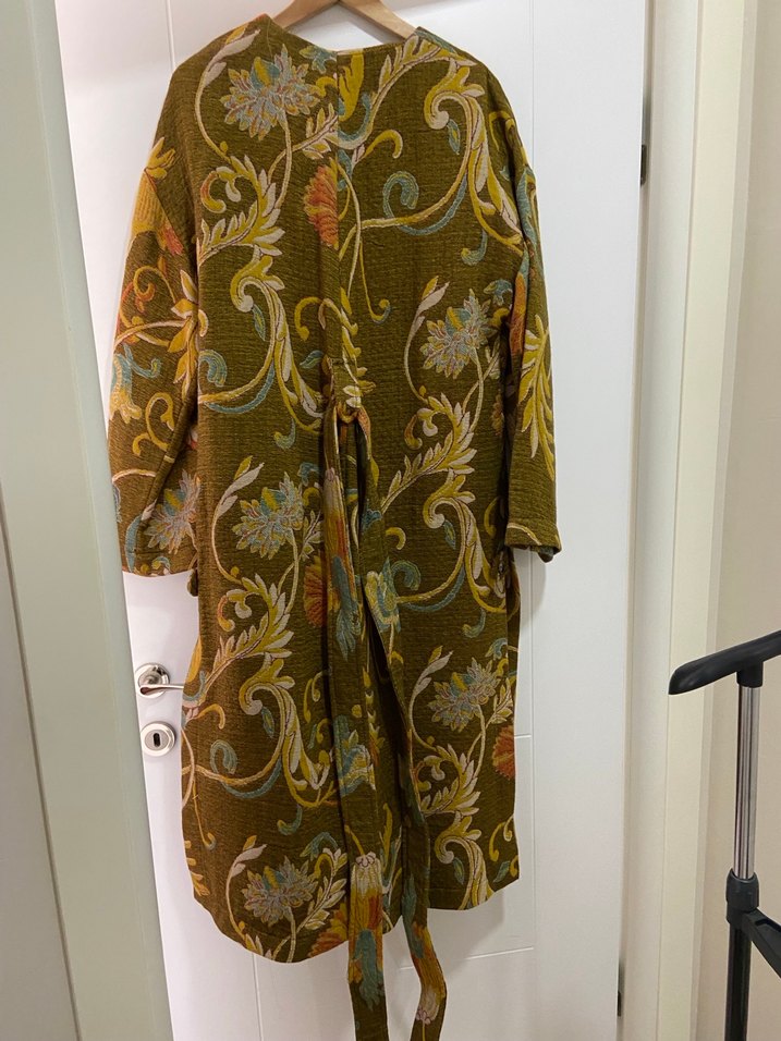 Uzun Desenli Kadın yün palto zara - Görsel 3