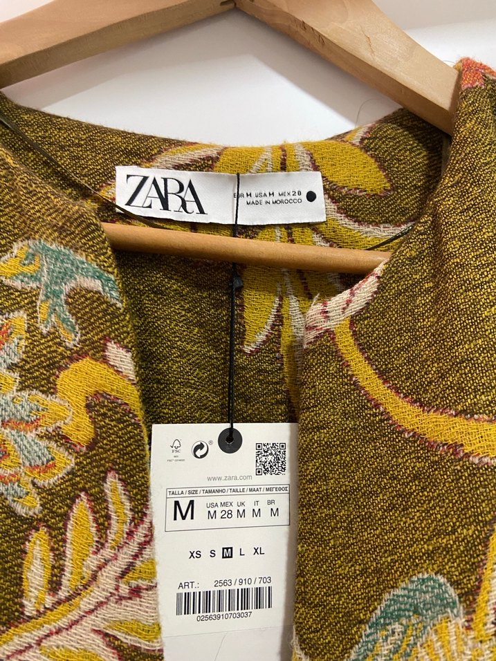 Uzun Desenli Kadın yün palto zara - Görsel 5