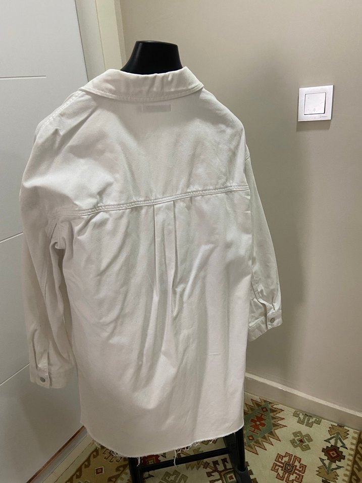 Kot gömlek uzun beyaz - Görsel 3