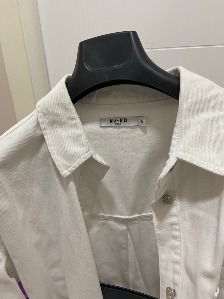 Kot gömlek uzun beyaz - Görsel 4