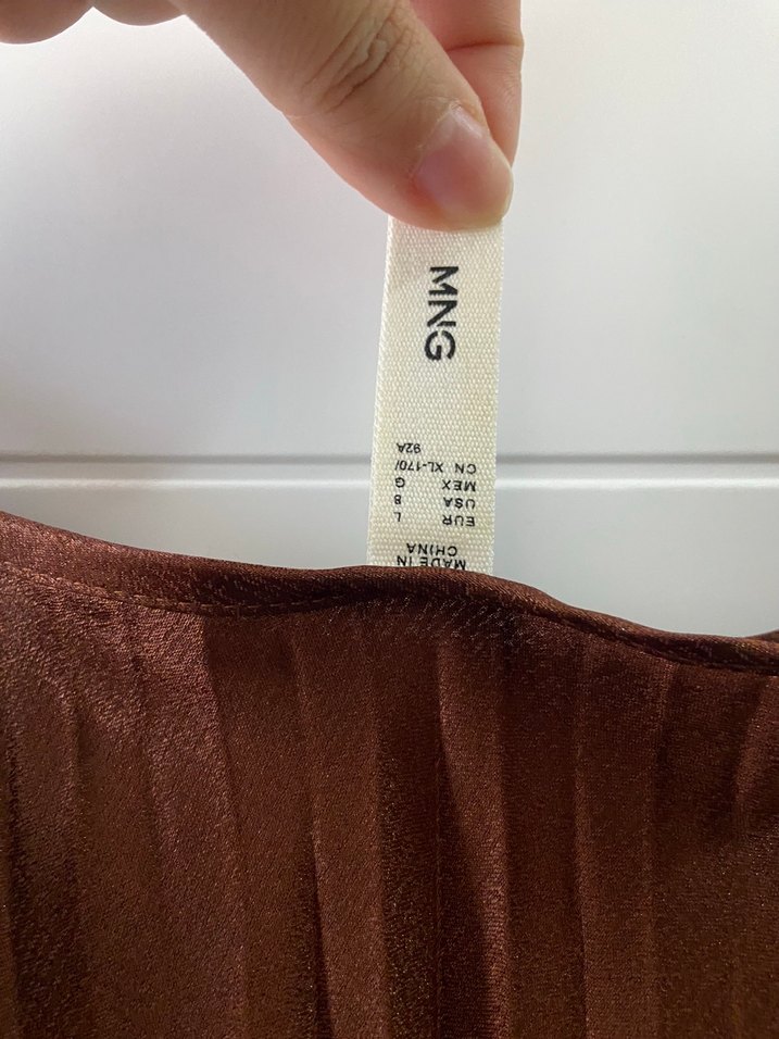 Kadın Kahverengi Pilili Uzun askılı elbise mango - Görsel 4