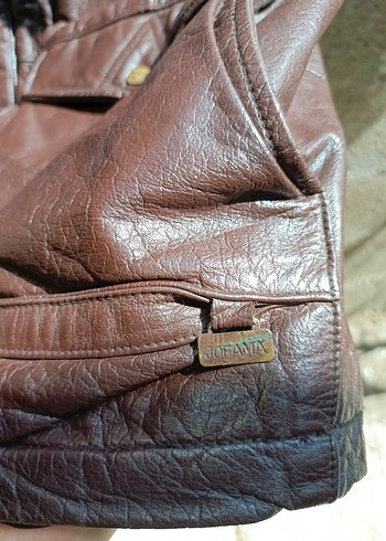 52 Beden kahverengi Renk Düğmeli Kahverengi Deri Erkek/Unisex Mont