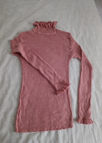 Pembe Boğazlı Triko Kadın Kazak