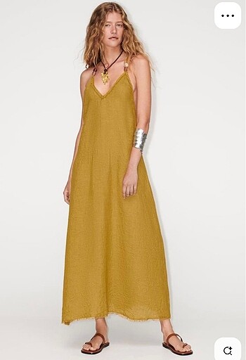 Zara ZARA BURUŞUK GÖRÜNÜMLÜ RUSTİK ELBİSE