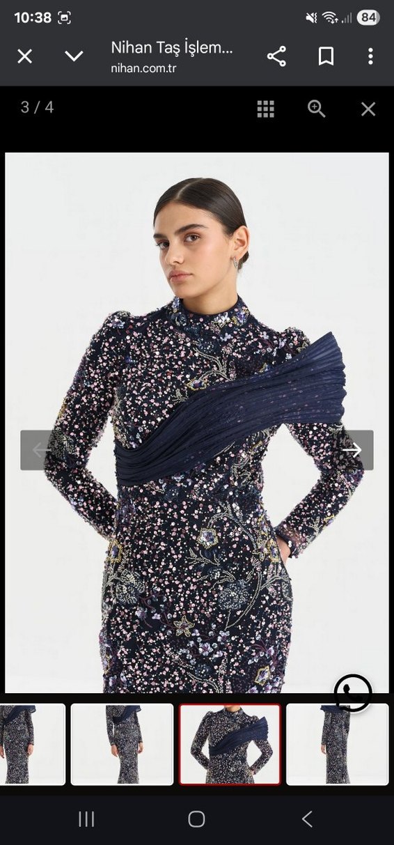 Payetli Uzun Desenli Abiye Elbise - Görsel 5