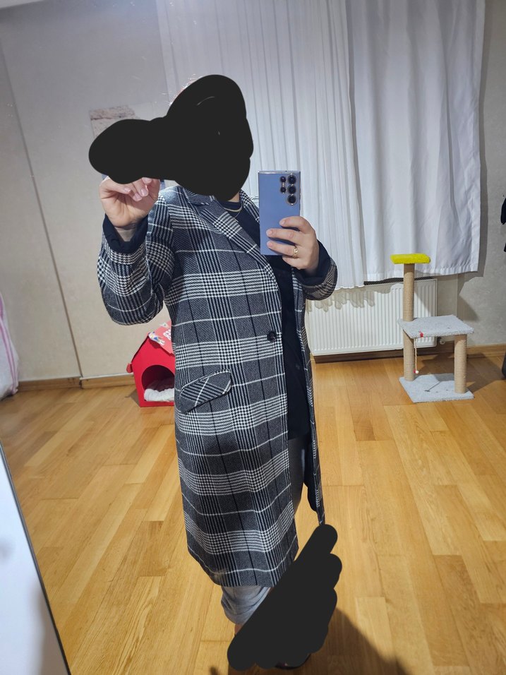 Ekoseli Kemerli Uzun Kaban - Görsel 2