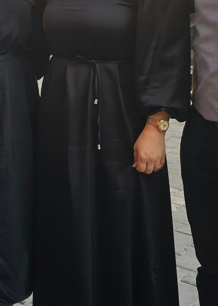 Saten elbise balon kol - Görsel 2