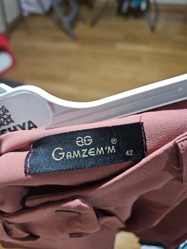 Kemerli Pembe Midi Kadın Kumaş Pantolon - Görsel 4