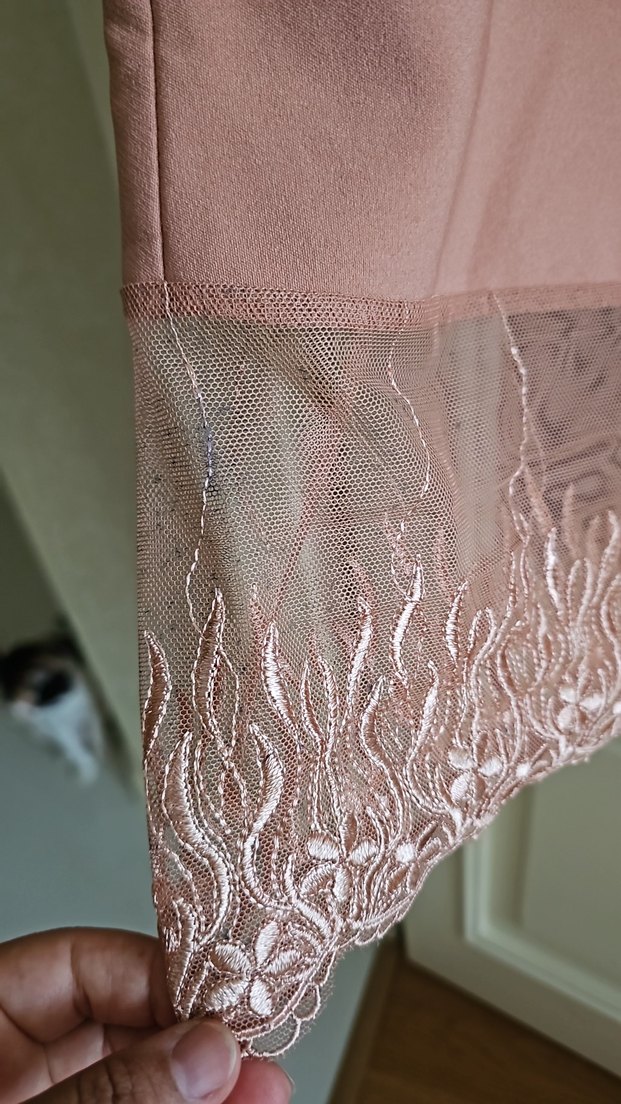 Dantel Detaylı Pembe Kolsuz Abiye Elbise - Görsel 5