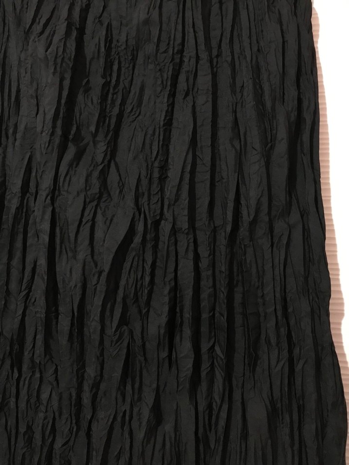 Siyah Pileli Kırışık Uzun Etek - Görsel 2