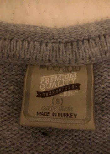 Gri Çizgili erkek Yün Kazak - Görsel 3