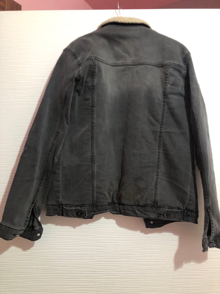 Gri Düğmeli Erkek Kot Ceket - Görsel 4