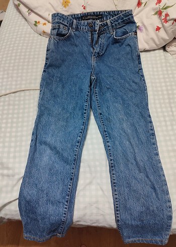 Kadın Mavi Denim Rahat Kesim Midi Jean