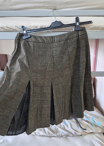 Düğmeli pileli mini midi Etek - Görsel 4