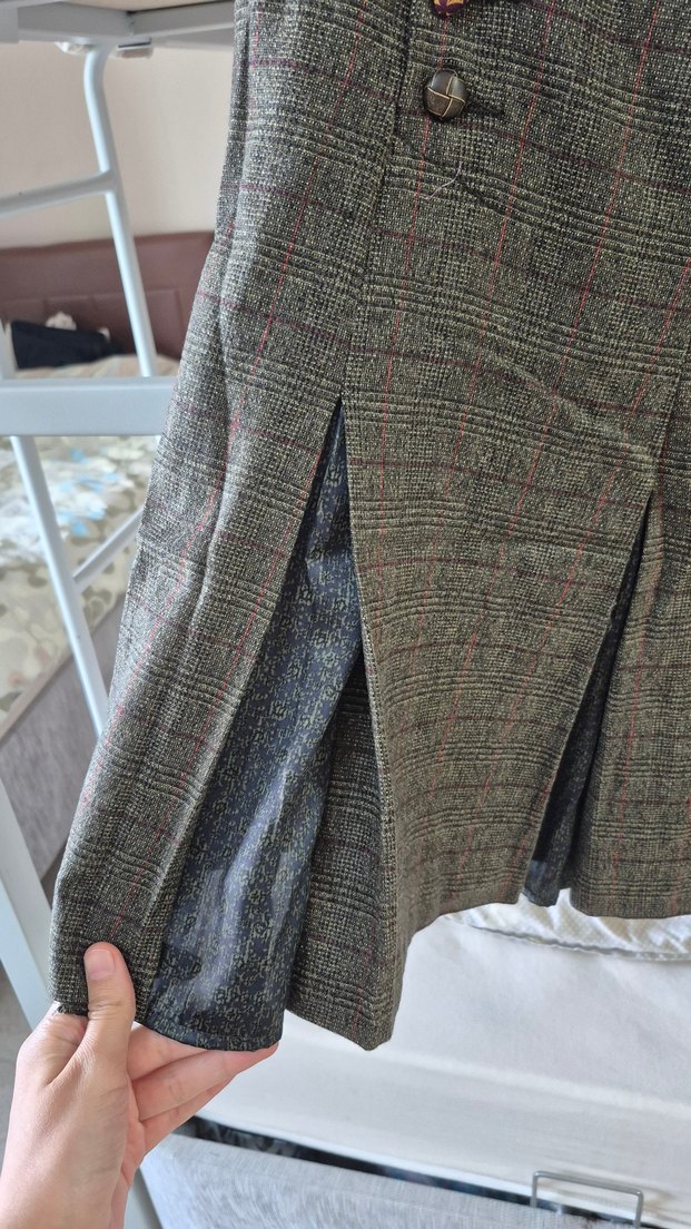 Düğmeli pileli mini midi Etek - Görsel 2