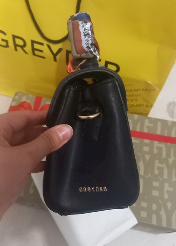 Orijinal Greyder Kadın Siyah Deri Tokalı El Çantası - Görsel 3