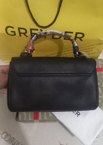 Orijinal Greyder Kadın Siyah Deri Tokalı El Çantası - Görsel 4