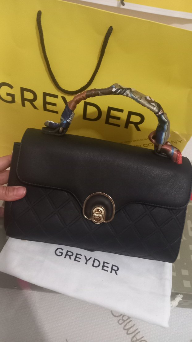 Orijinal Greyder Kadın Siyah Deri Tokalı El Çantası - Görsel 2