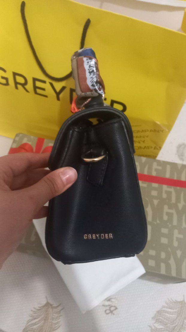 Orijinal Greyder Kadın Siyah Deri Tokalı El Çantası - Görsel 3