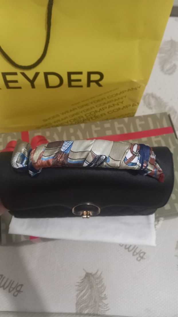 Orijinal Greyder Kadın Siyah Deri Tokalı El Çantası - Görsel 5