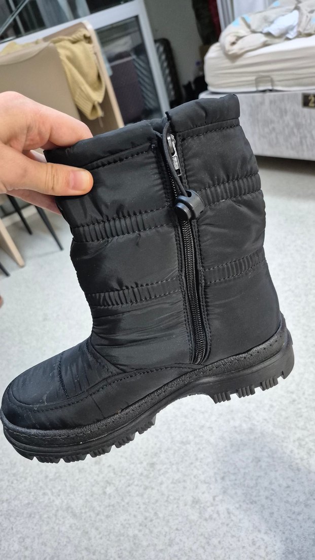 orijinal siyah Kürklü Kadın kar boyu Botu - Görsel 4