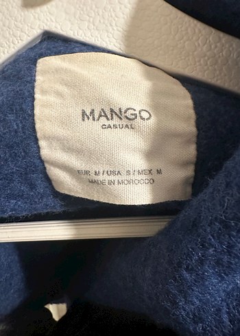 Mango Lacivert çift düğmeli yün kaban