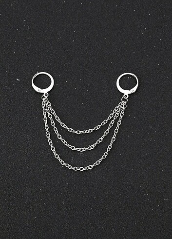 Killstar GÜMÜŞ ÜÇLÜ ZİNCİR KÜPE