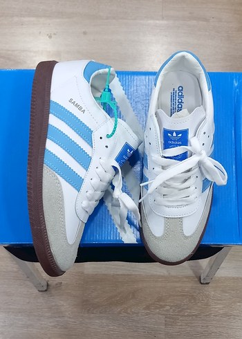 39 Beden beyaz Renk Adidas samba Kadın Beyaz Mavi Samba Spor Ayakkabı