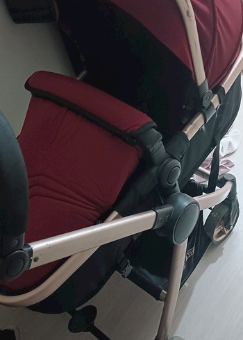 Koyu Kırmızı Bebek Arabası - Görsel 5
