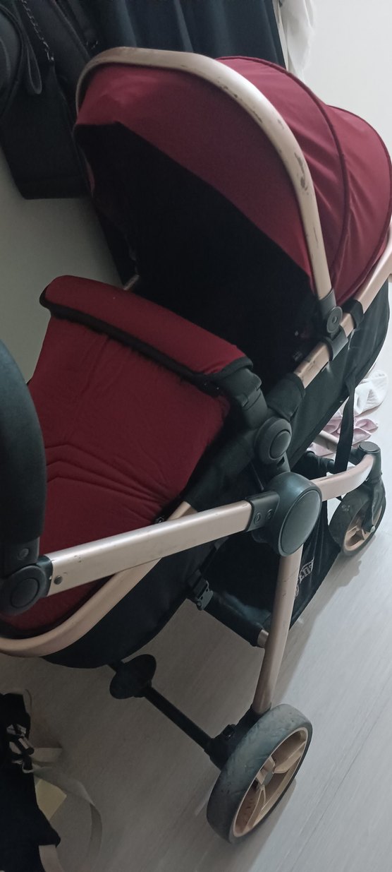 Koyu Kırmızı Bebek Arabası - Görsel 5