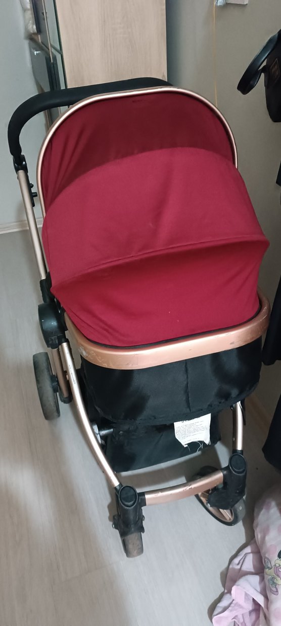 Koyu Kırmızı Bebek Arabası - Görsel 4