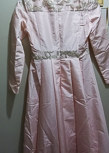 Pembe Vintage Uzun Kollu Kadın Elbise - Görsel 2