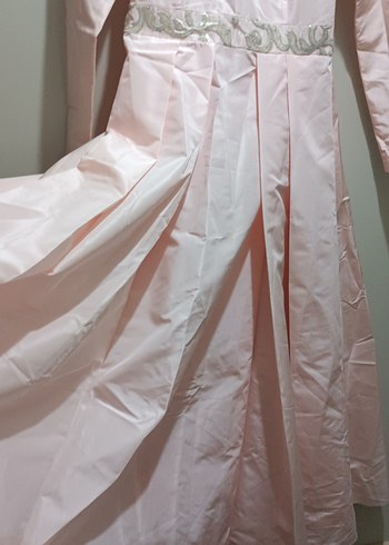 Pembe Vintage Uzun Kollu Kadın Elbise - Görsel 5