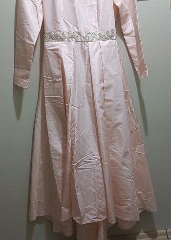 Pembe Vintage Uzun Kollu Kadın Elbise - Görsel 6