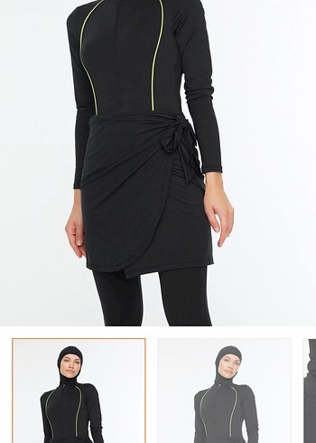 Sörfçü mayo tesettür mayo takımı etek tayt ve üst sörf mayo ayrı - Görsel 2