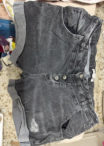 Gri Mini Kadın Denim Şort