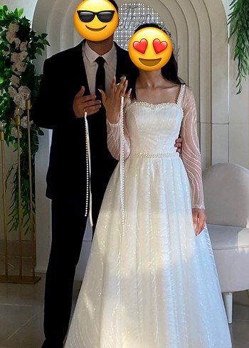 Modern Klasik Straplez Midi Gelinlik