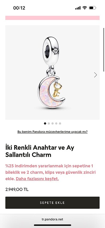 Beden pandora sallantılı charm