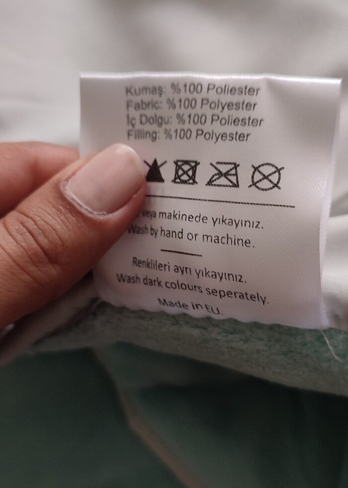 Su yeşili çift taraflı, çift kişilik yorgan  - Görsel 3