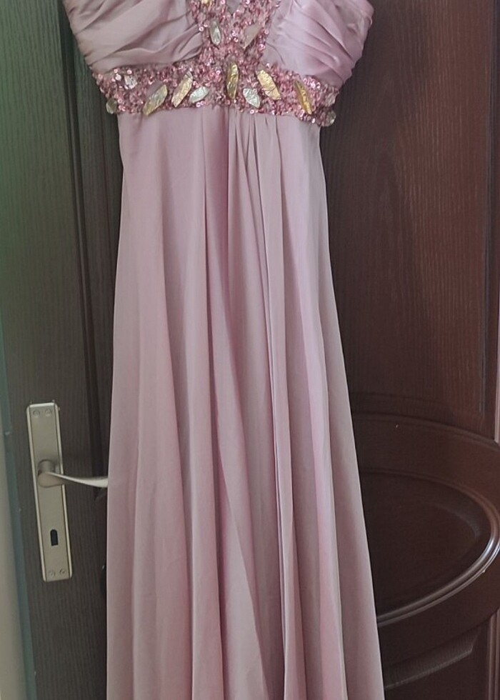 Pul ve payet işlemeli özel dikim elbise  - Görsel 3