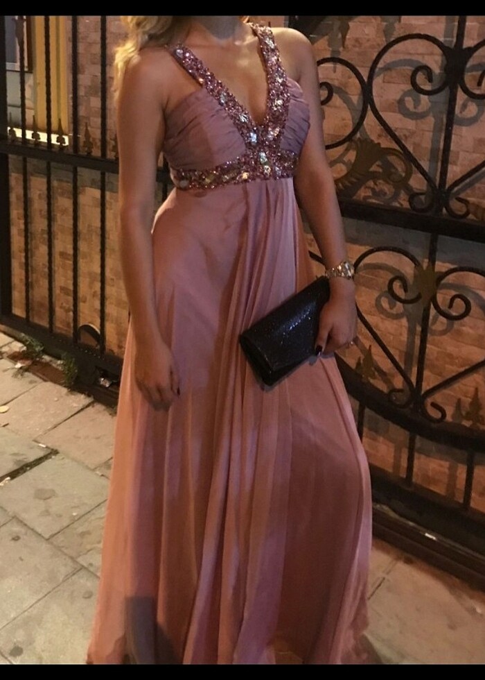 Pul ve payet işlemeli özel dikim elbise  - Görsel 5