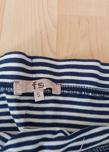 Lacivert Çizgili Piliseli Midi Hamile Eteği - Görsel 2