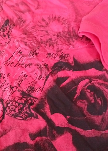 Pembe Baskılı Hamile Tişörtü, Kısa Kollu - Görsel 3