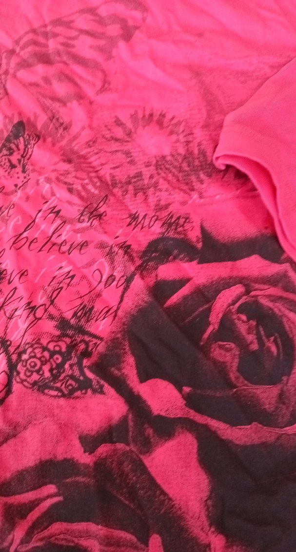 Pembe Baskılı Hamile Tişörtü, Kısa Kollu - Görsel 3