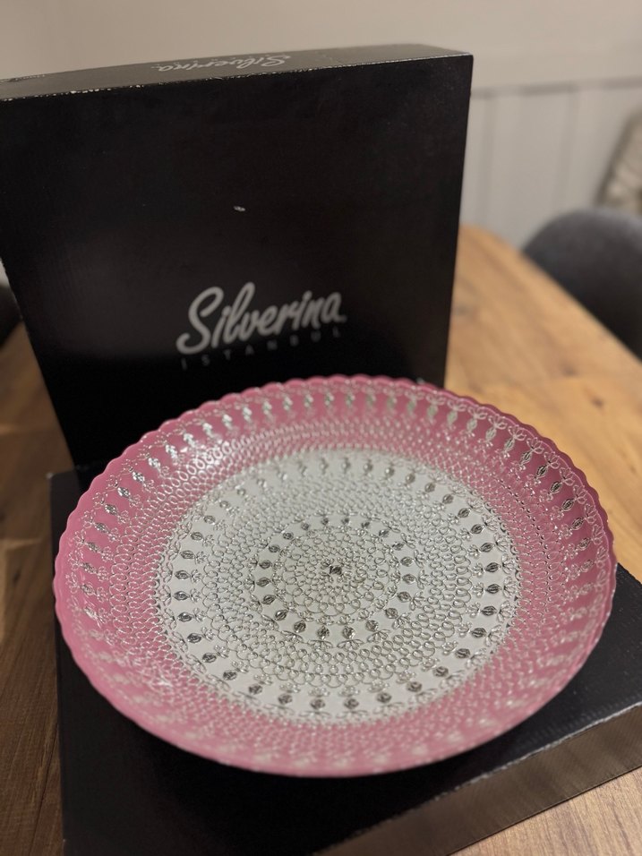 Pembe Yılan Desenli gümüş Tabak - Görsel 2