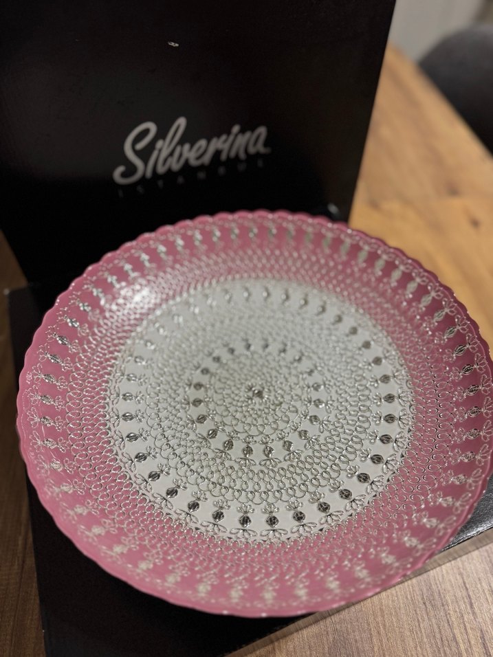 Pembe Yılan Desenli gümüş Tabak - Görsel 4