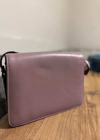 Klasik Şıklıkta Mor Deri Kadın Çanta - Görsel 3