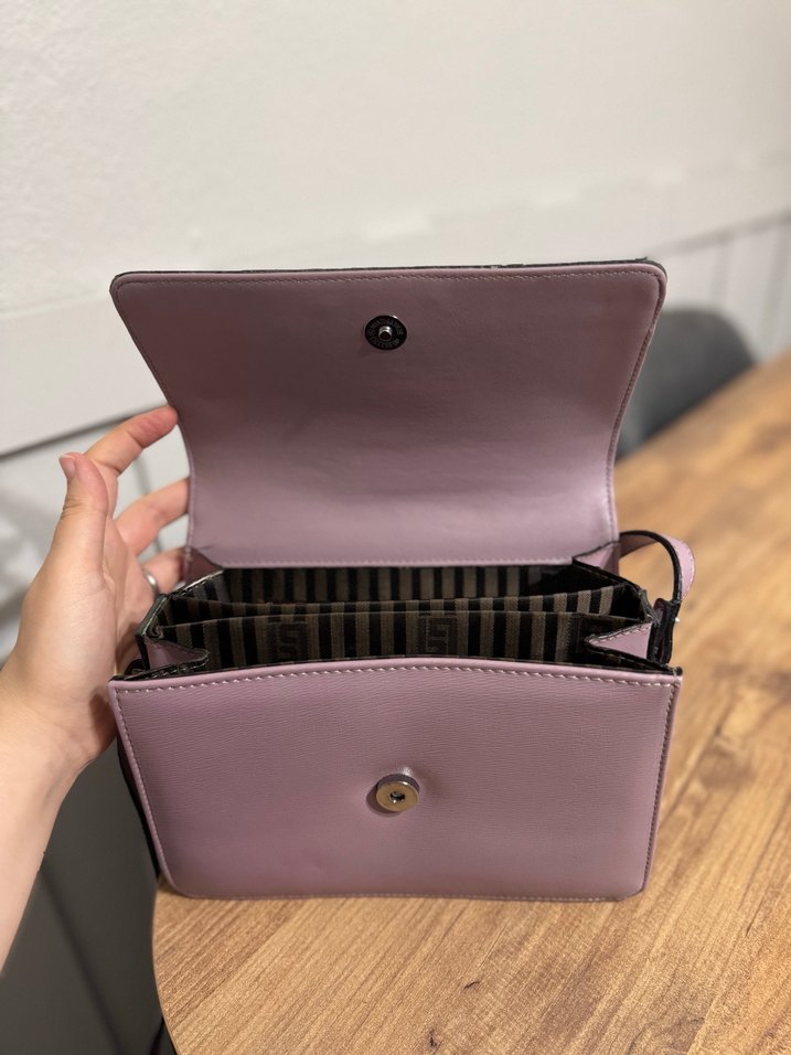 Klasik Şıklıkta Mor Deri Kadın Çanta - Görsel 5