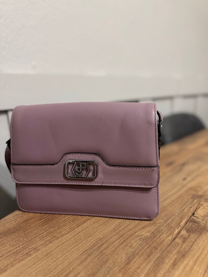 Klasik Şıklıkta Mor Deri Kadın Çanta - Görsel 2