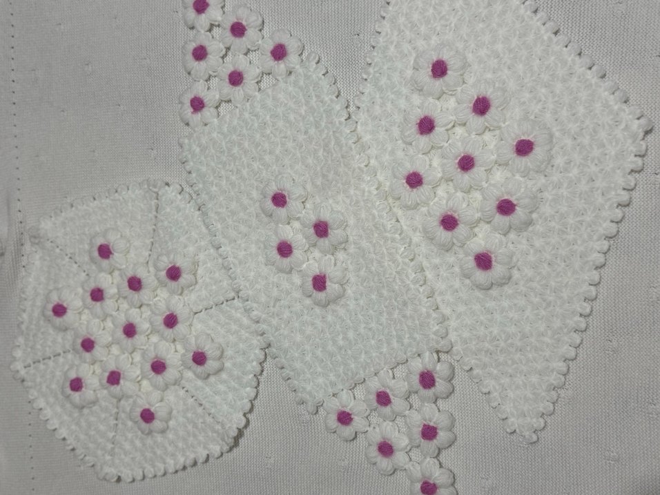 Nakışlı Beyaz Örgü lif - Görsel 2